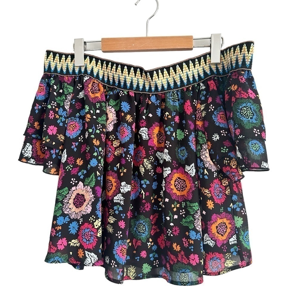 Guess Floral Off the Shoulder Crop Top Size M